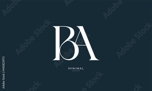 Alphabet letter icon logo BA or AB  photo