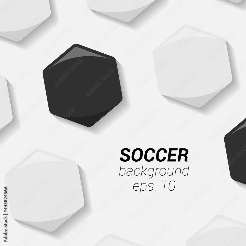 Classic soccer ball football with black and white hexagons. Vector