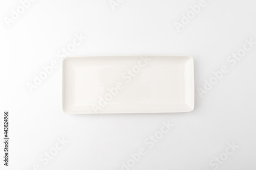 Rectangular porcelain bowl on a white background