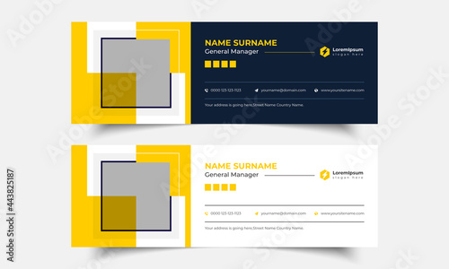 Corporate email signature design template or mail footer, 2 colors modern vector banner illustration

