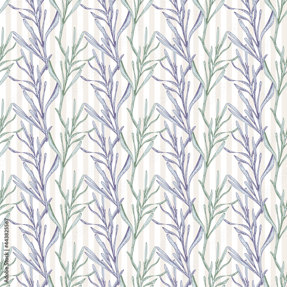 Seamless pattern with hand-drawn sketch of cute Lavender flower bouquets. France Provence retro style for romantic design concept, rustic digital paper. Natural lavander Vintage vector Seamless pattern with hand-drawn sketch of cute Lavender flower bouquets. France Provence retro style for romantic design concept, rustic digital paper. Natural lavander Vintage vector