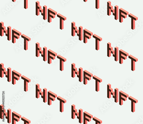 Summer seamless geometric pattern featuring a non-interchangeable token, NFT. Cryptocurrency, digital currency. Vector design for web banner, business presentation.