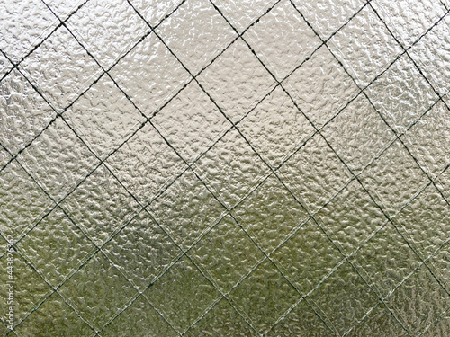 Wire Mesh Glass See Through the Outside White to Green Gradation
