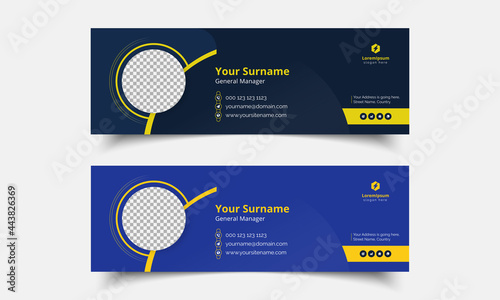Corporate email signature design template or mail footer, 2 colors modern vector banner illustration
