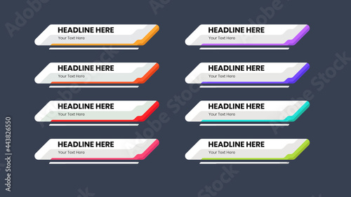 Lower third template. Set of TV banners and bars for news and sport channels, streaming and broadcasting. Collection of lower third for video editing on transparent background. Vector