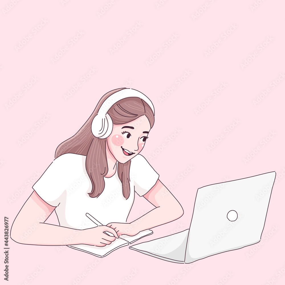 girl self leaning from home cartoon illustration design of vector. girl self leaning from home cartoon illustration design of vector.
