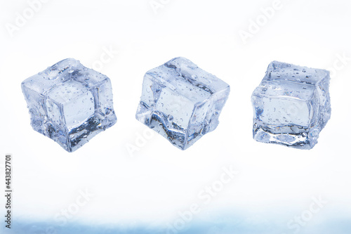 Fake cubic ice and dew on white isolated with clipping path