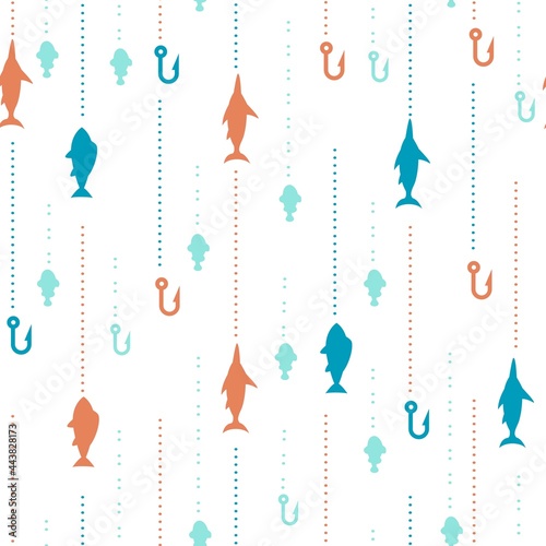 Sea Theme Vector Seamless Pattern about Fishing Activity