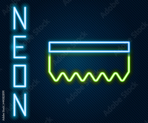 Glowing neon line Sponge icon isolated on black background. Wisp of bast for washing dishes. Cleaning service logo. Colorful outline concept. Vector