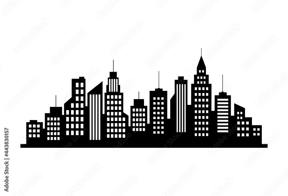 Black city vector icon on white background