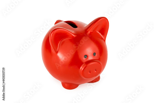 Red piggy Bank isolated on white background
