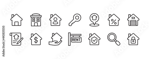 Real estate icon set. Vector graphic illustration.