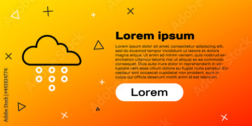 Line Cloud with rain icon isolated on yellow background. Rain cloud precipitation with rain drops. Colorful outline concept. Vector