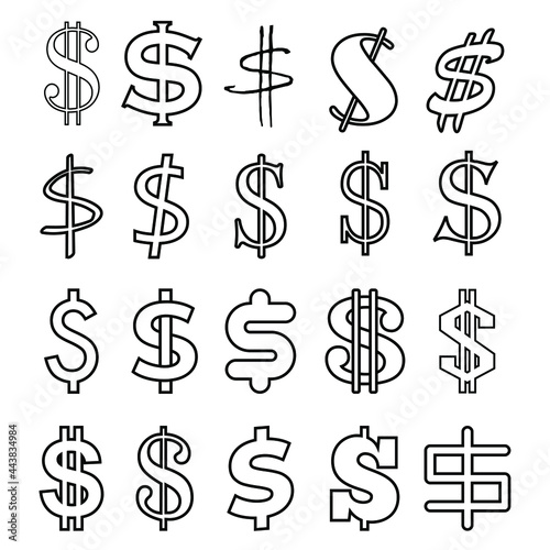 Dollar icon vector set. Money illustration sign collection. Finance symbol or logo.