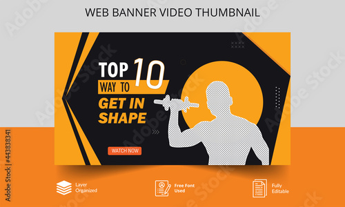 Fitness gym training video thumbnail design for any videos. Fitness gym customizable video thumbnail and web banner Fitness gym training class thumbnail design for any videos.