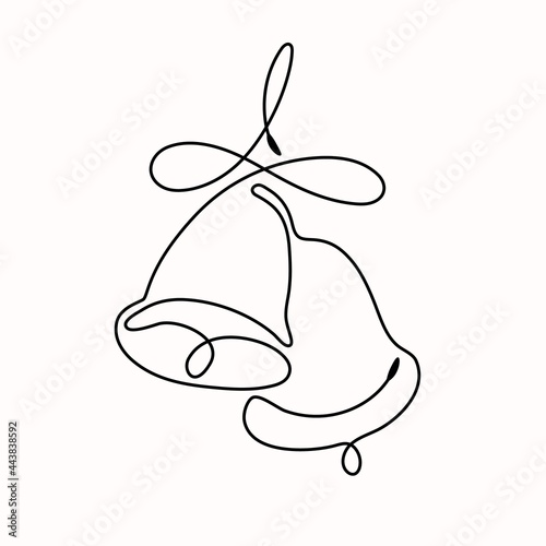 Single line drawing of bells. Vector hand drawn line art style.