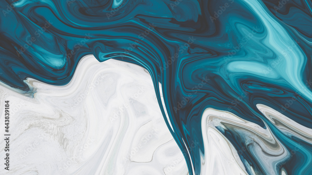 Fototapeta premium Illustration of liquid acrylic resin. Divorces and smooth lines of paint, colors. Pearl modulations. Abstraction of acrylic, epoxy, halftones. 3d illustration