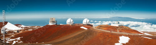 Keck Observatory, Mauna Kea, Hawaii, U.S. wide panorama stock photo. High resolution stock photo. photo