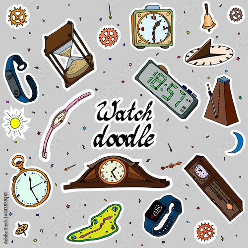 colored watch doodle