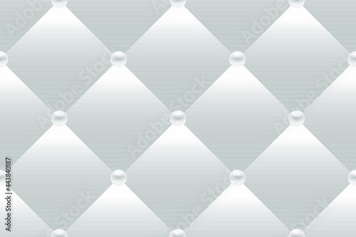 White luxury background with rhombuses and pearls. Seamless vector illustration. 