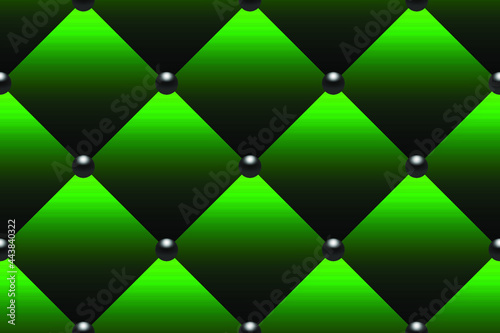 Green luxury background with small beads and rhombuses. Seamless vector illustration. 