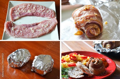 Spicy pork rolls with herbs and garlic tutorial