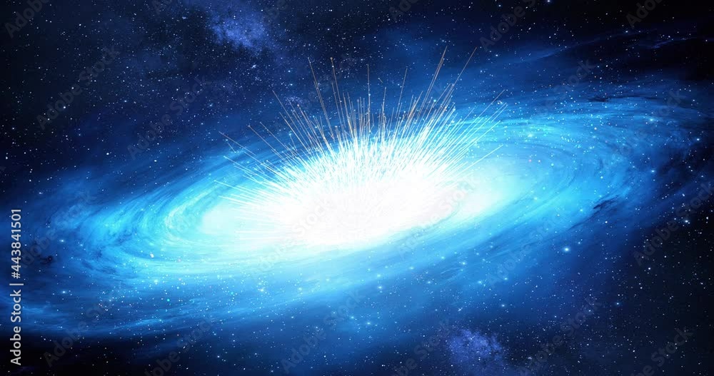 Galaxy Exploration Through Deep Space. Magnetic Space Storm. 4K Space And Technology Related Cinematic 3D Animation.