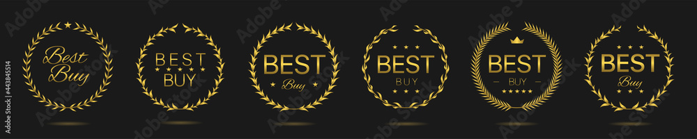 Fototapeta premium Best buy Golden laurel wreath label set