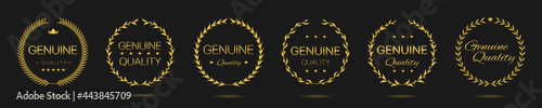 Genuine quality Golden laurel wreath label set