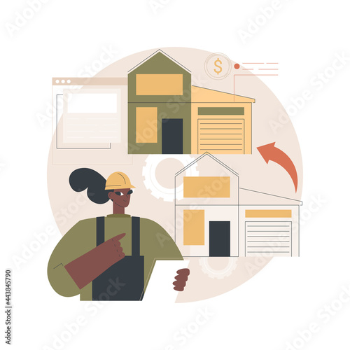 House renovation abstract concept vector illustration. Property remodeling ideas and tips, construction services, potential buyer, house listing, renovation design project abstract metaphor.