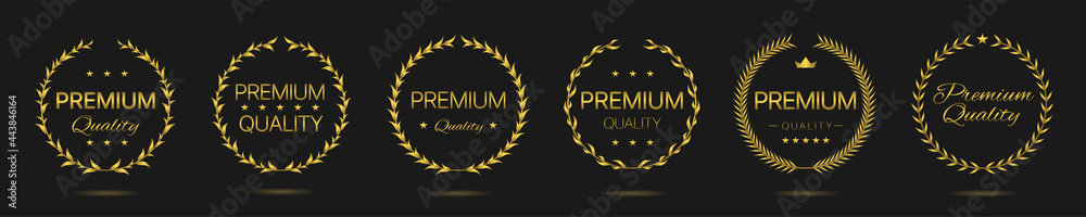 Premium quality Golden laurel wreath label set Premium quality Golden laurel wreath label set