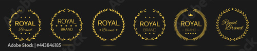 Royal brand Golden laurel wreath label set