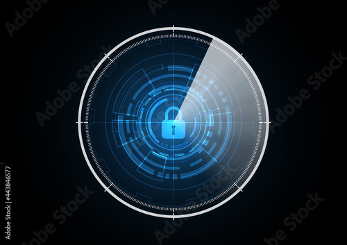 Technology abstract future lock radar security circle background vector