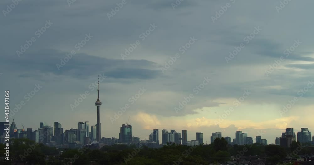 Ultra wide timelapse of the Toronto skyline with dramatic clouds. Ultra wide timelapse of the Toronto skyline with dramatic clouds.