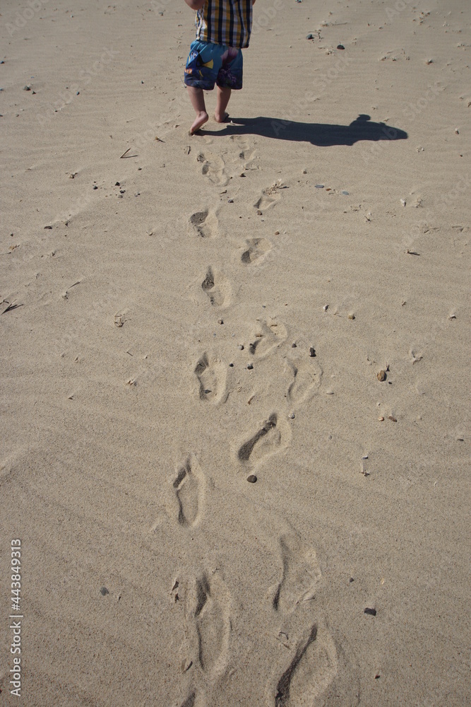 Toddlers feet tracks in the sand Toddlers feet tracks in the sand