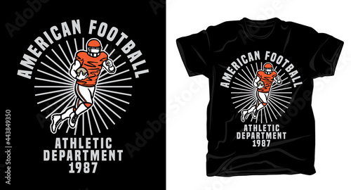 American football player with typography t-shirt design