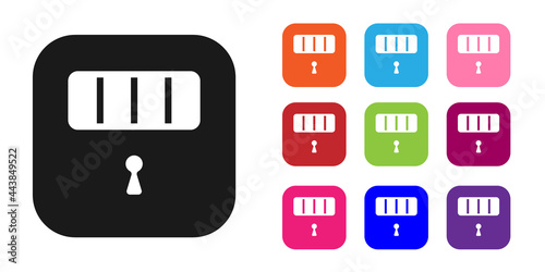 Black Prison cell door with grill window icon isolated on white background. Set icons colorful. Vector