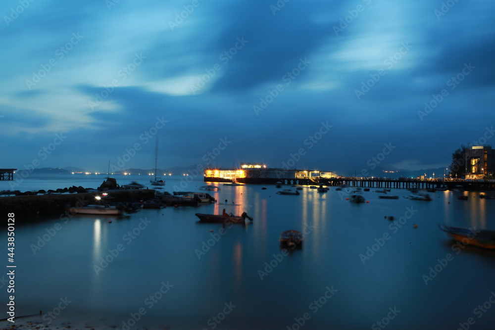 lamma island, in hong kong, view of night in suburb, outlying island