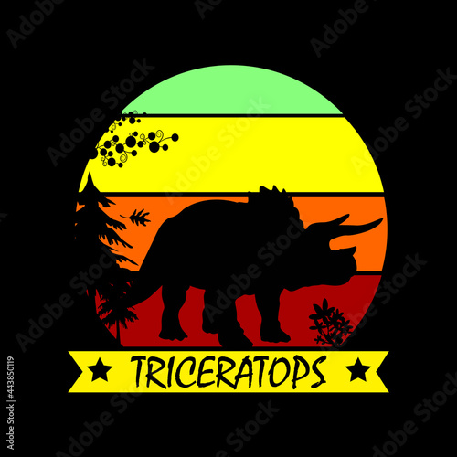 dinosaur vector illustration with color combination suitable for t-shirt design