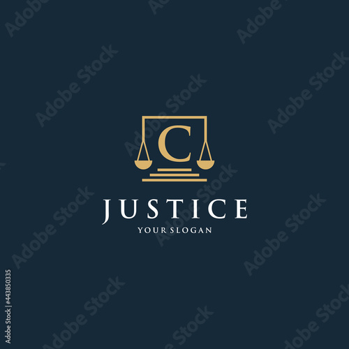 Initial letter c law logotype with square and simple modern design