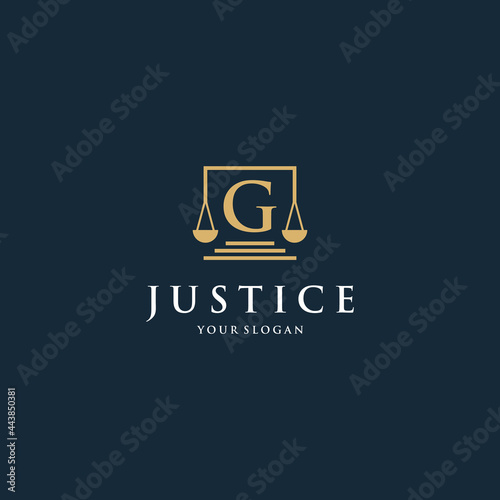 Initial letter g law logotype with square and simple modern design