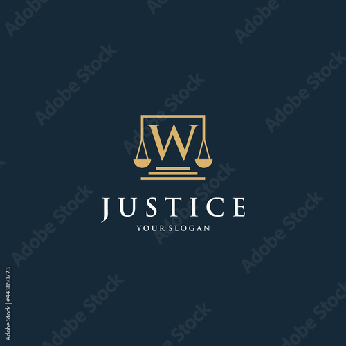 Initial letter w law logotype with square and simple modern design