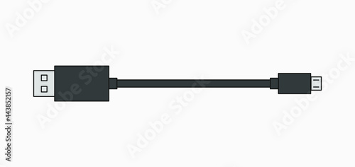 USB cable vector icon. Outline illustration. Mobile phone charging cable.
