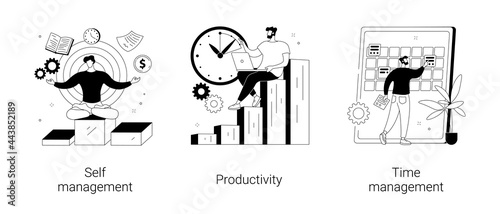 Employee performance and self-organization abstract concept vector illustrations.