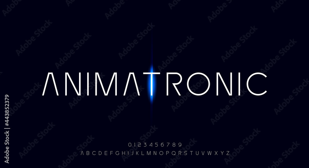 animatronic, a modern minimalist futuristic font with a scifi theme animatronic, a modern minimalist futuristic font with a scifi theme