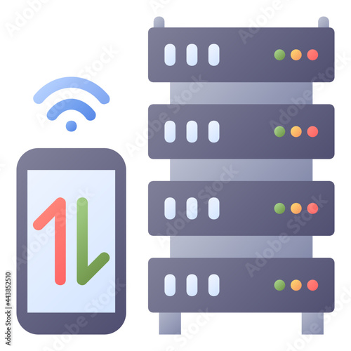 server flat gradient color outline icon