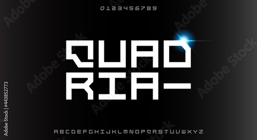 quadria, a modern minimalist square font with futuristic scifi theme