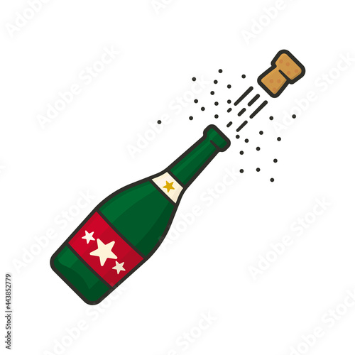 Champagne bottle popping open isolated vector illustration