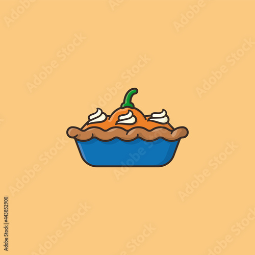 Pumpkin Pie with whipped cream vector illustration