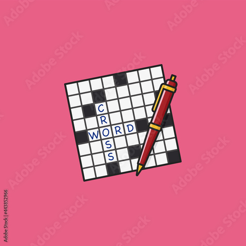 crossword puzzle and ball-point pen vector illustration for Crossword Puzzle Day on December 21